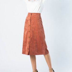 Polagram Rust Corduroy Midi Skirt